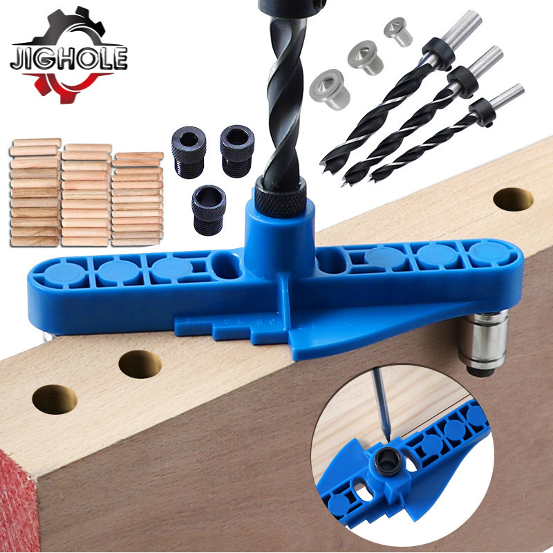 Timmerwerk Pocket Gat Jig 6/8/10mm boorhuls Of Zelfcentrerende Kraspen Doweling Jig boor Gids Locator Perforator Gereedschap