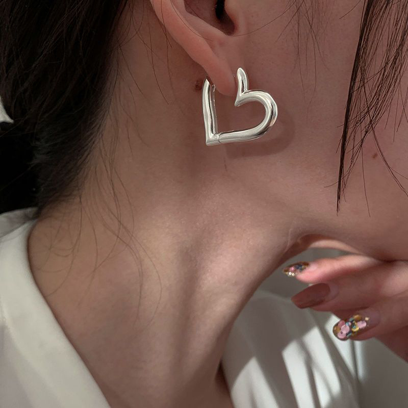 Серьги-кольца из стерлингового серебра 925 пробы с сердцем LOVE для женщин, роскошные ювелирные аксессуары для помолвки, подарки