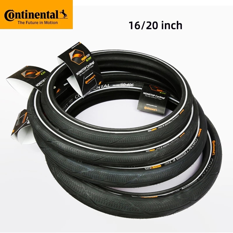 Opona Continental Contact Urban 16 cali / 20 cali 3/180Tpi odporna na przebicia, ze stalowym drutem w rdzeniu, do rowerów BMX i składanych, z paskiem odblaskowym.