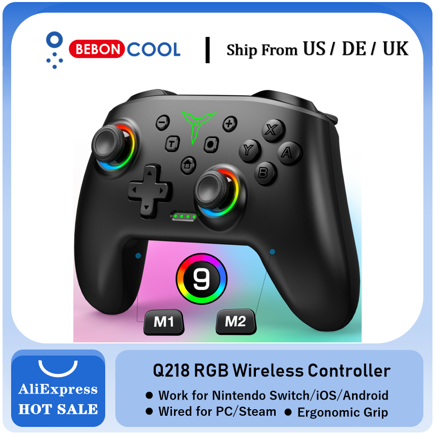 BEBONCOOL Q218 Draadloze Schakelaar Controller Voor Nintendo Switch/OLED/Lite/Android/IOS/PC met Programmeerbare, Turbo, 6-Axix Gyro