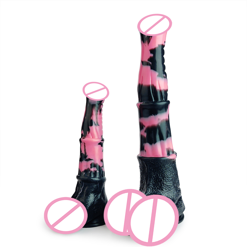 YOCY Riesiges Pferd Didlo Realistisches Tier Penis Flüssigsilikon Rosa Sexspielzeug mit Saugnapf Vaginalstimulator Erwachsenenspielzeug für ab 18 Jahren
