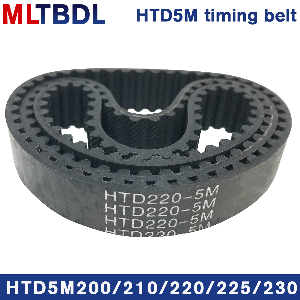 HTD 5M เข็มขัดนิรภัย200/210/220/225/230มม.ความยาว10/15/20/25มม.กว้าง5มม.ยางรอกเข็มขัดฟัน40 42 44 45 46Synchronous