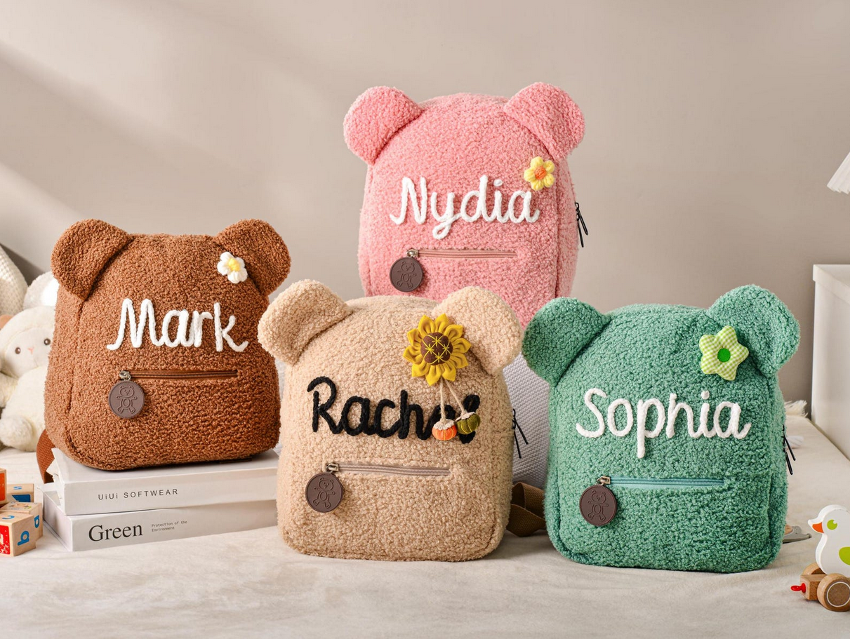 Custom Teddy bear Backpack for Kids,Personalized Fluffy Teddy Bear Backpack,First Day of School Gifts,Toddler Backpack,Kids Gift