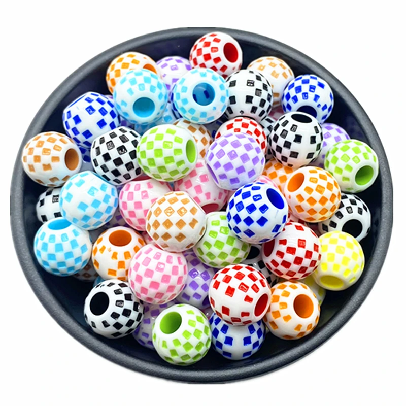10 pcs/lot 14mm Big Hole Round Acrylic Beads Hair Braid  Necklace Bracelet Pendant Jewelry Making