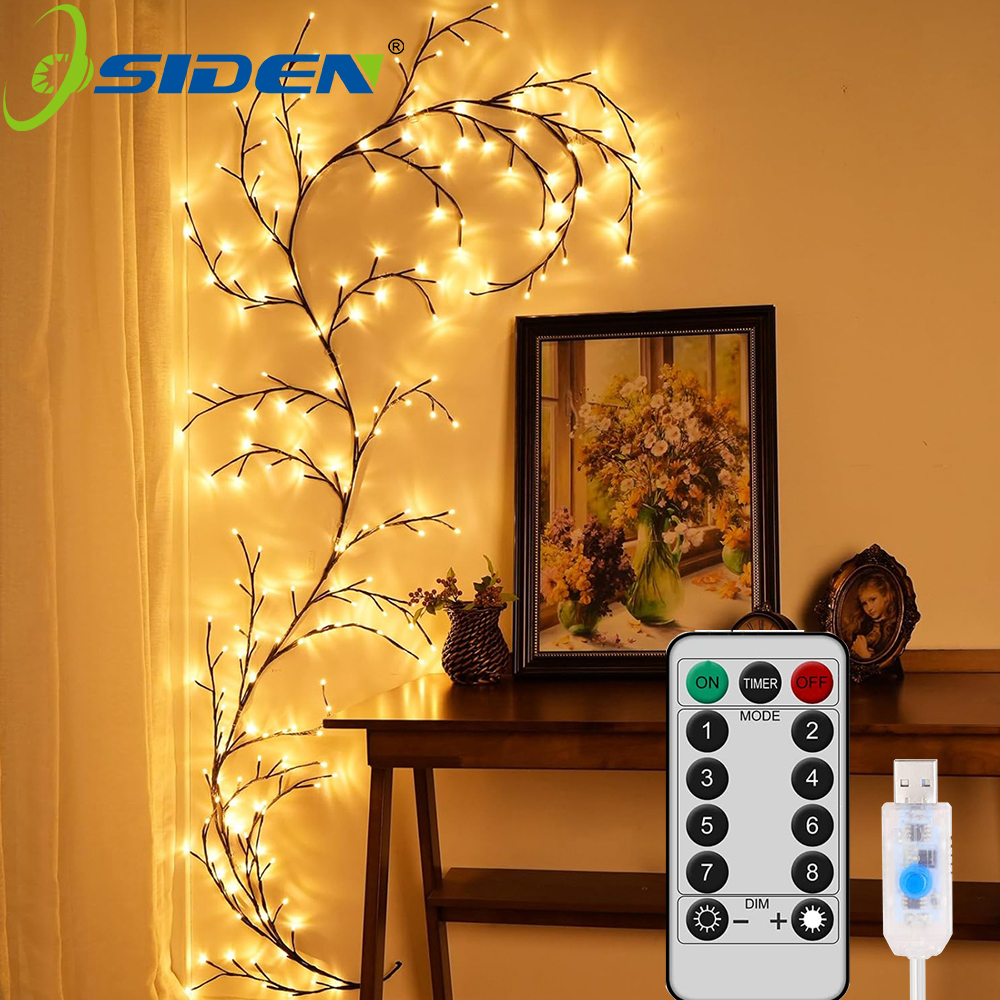 1 pièces 72LED/96LED branche d'arbre lampe USB alimenté bricolage arbre festif vigne lumière pour la décoration de la maison solaire alimenté saule vigne lumières