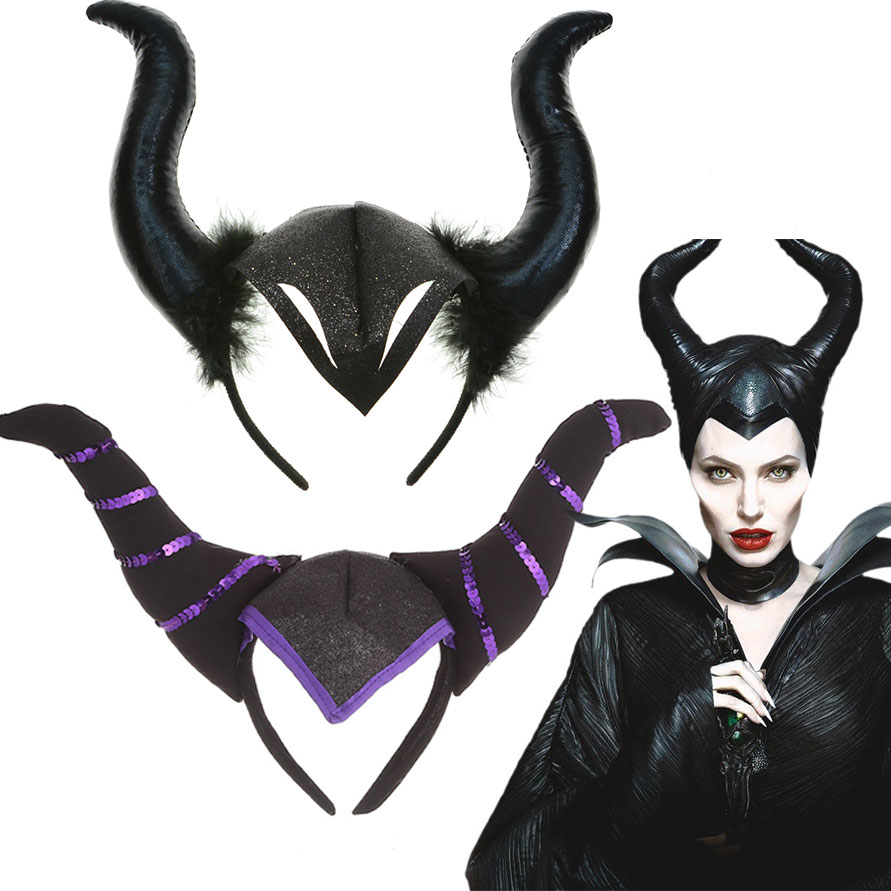 Головной убор Disney Maleficent, аксессуар для костюма для косплея, реквизит для фотосессии для девочек, повязка на голову с рогом Малефисенты, От 2 до 10 лет
