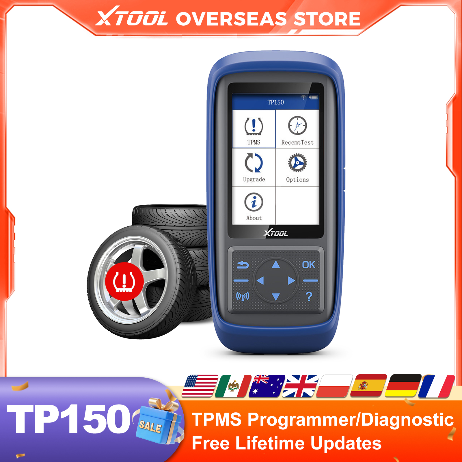 XTOOL TP150 Narzędzia do programowania TPMS do czujników 315Mhz i 433Mhz Narzędzie do resetowania ciśnienia w oponach Aktywacja czujnika Dożywotnia bezpłatna aktualizacja
