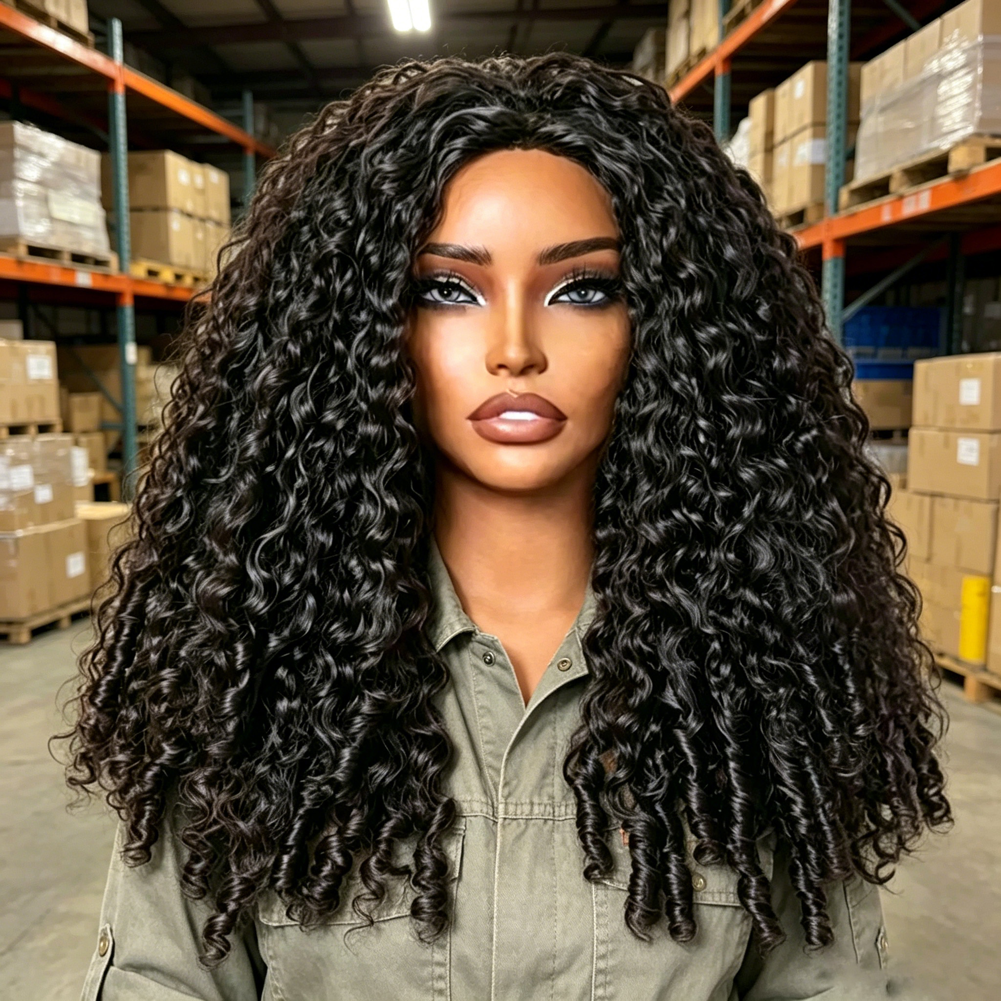 Perucas de Cabelo Humano Cru Cacheado Vietnamita Birmanês de 36 Polegadas com Cordão Ajustável, Sem Cola, 3 em 1, Meia Peruca Cacheada Profunda