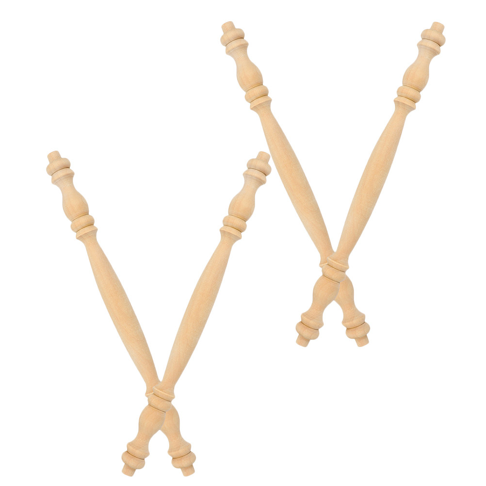 4Pcs Unfinished Wood Spindles Roman Column Baluster Design Decorative Wood Craft Spindles for Furniture Repair Decoration