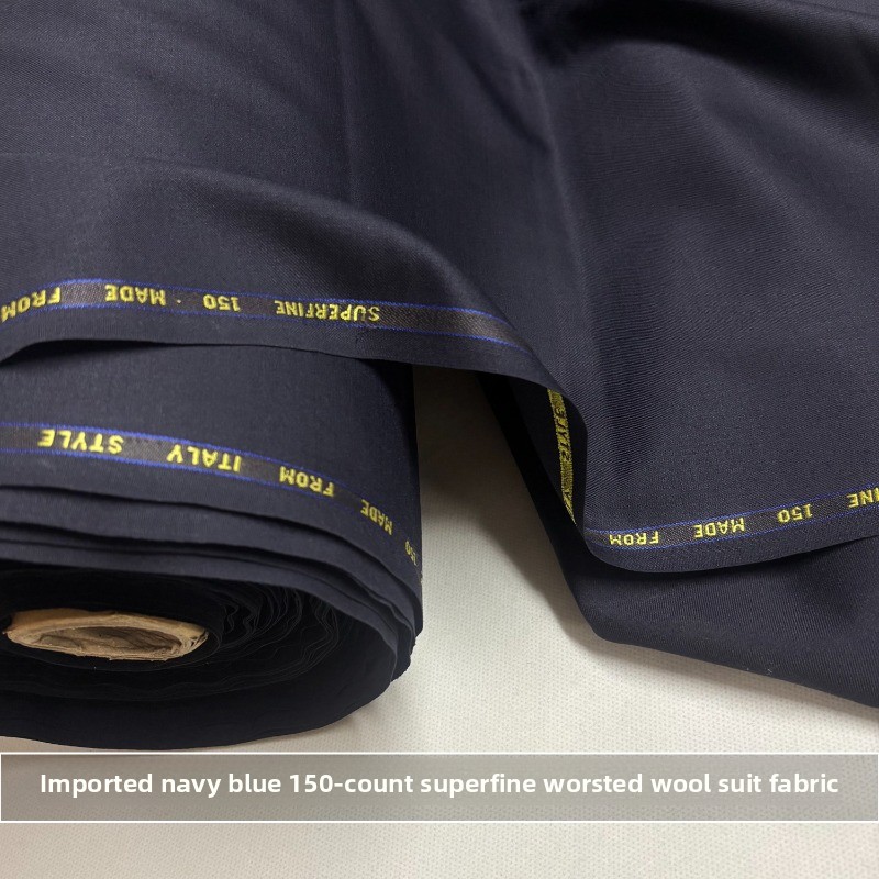 Marineblauer, knitterfreier, hochzähliger Anzug aus feiner Kammgarn-Wolle, Meterware, Hose, Business-Gentleman, professioneller Anzug S150