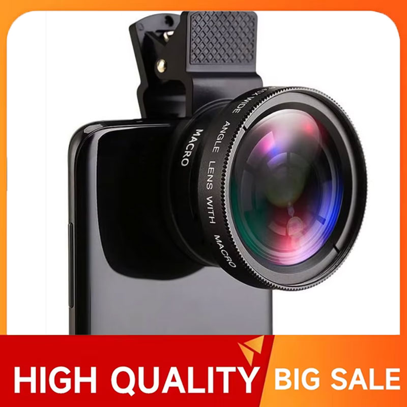 37 ミリメートル携帯電話レンズプロフェッショナル 0.45X 49uv 超広角 + マクロ HD レンズ iPhone Android 2 IN 1 レンズユニバーサルクリップ