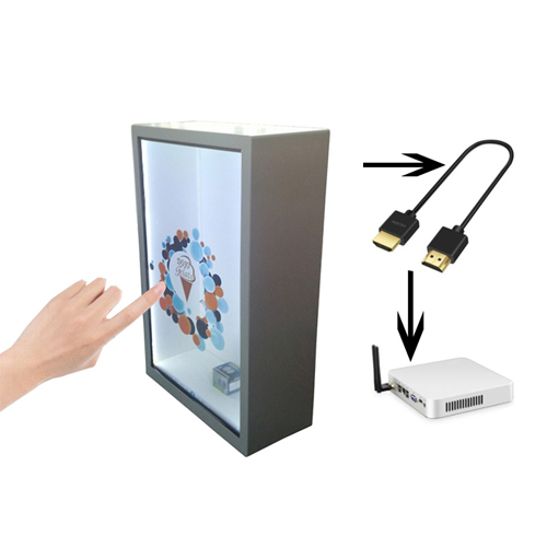 Vitrina Transparente de 43 Pulgadas, Vitrina con Pantalla Táctil 3D, Vitrina con Pantalla LCD Transparente Holográfica