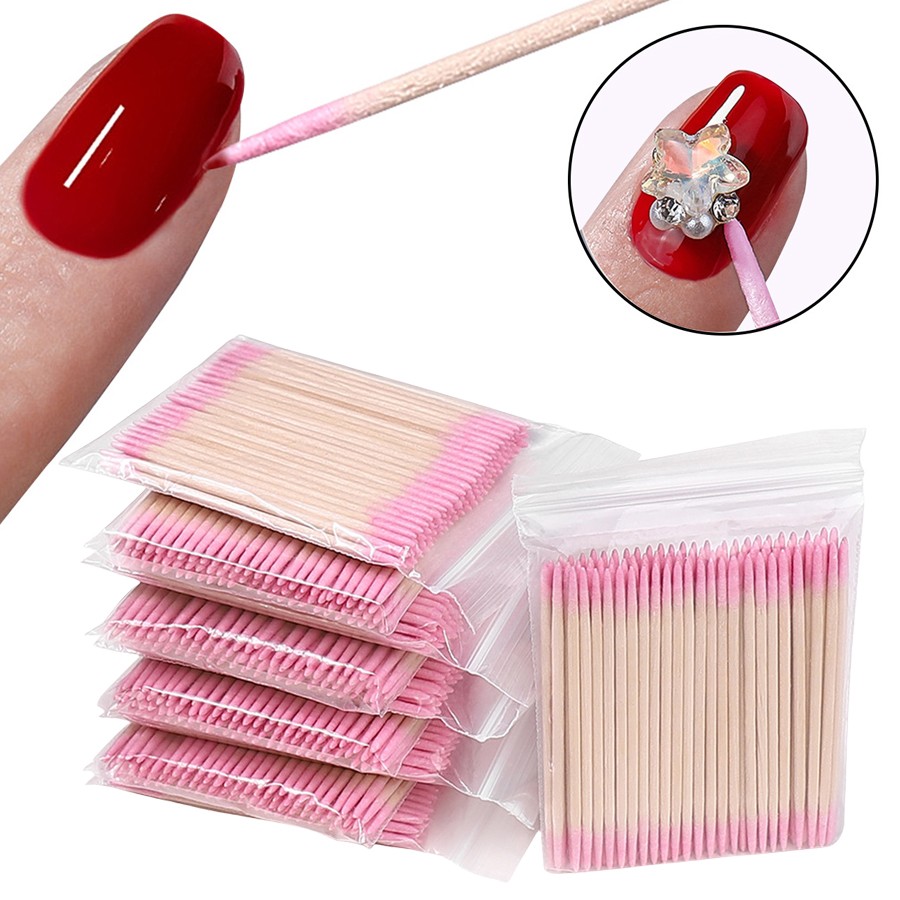 100 cotons-tiges double extrémité à pointe fine pour le nail art, le maquillage, le correcteur d'eye-liner - Outils de beauté
