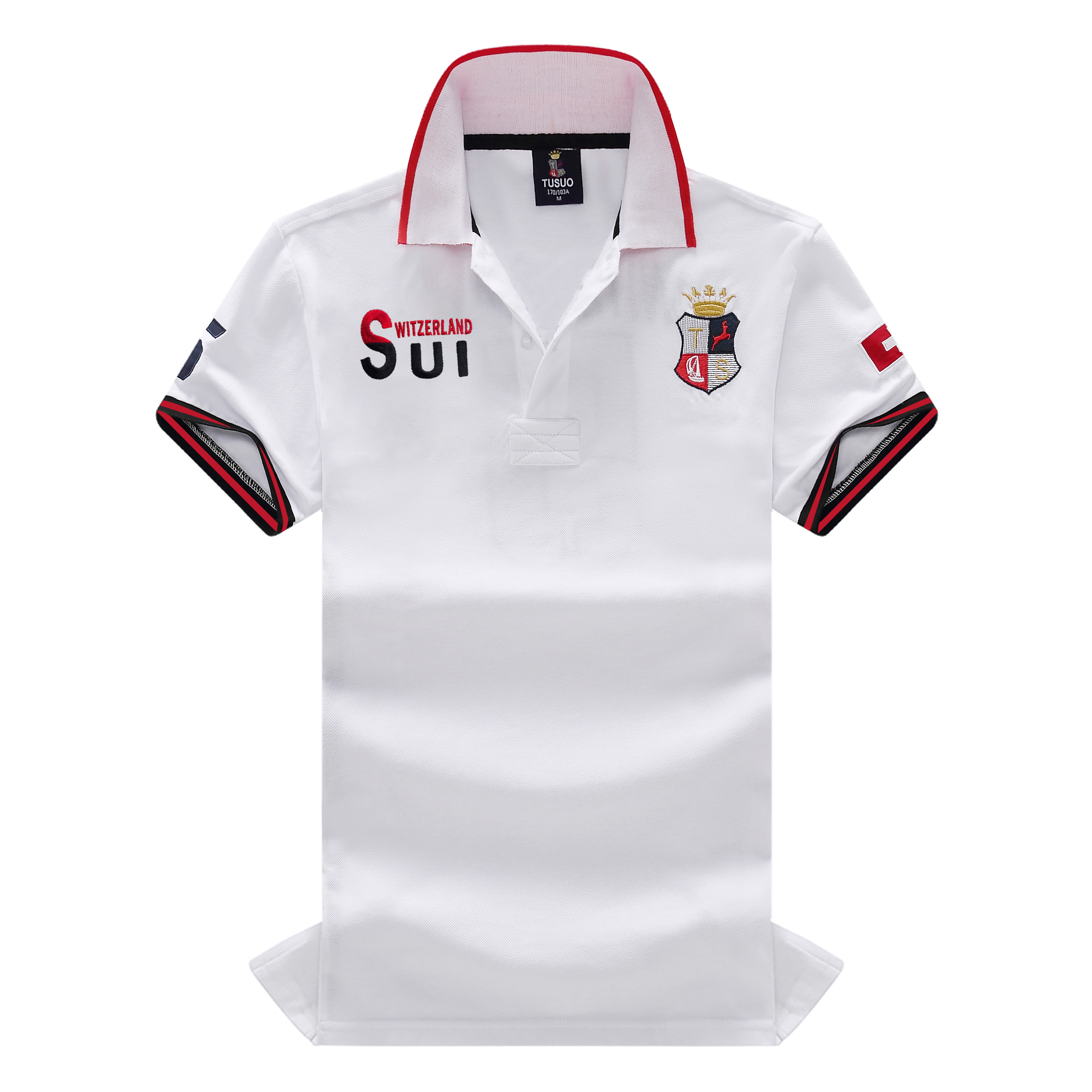 Men's Polo Shirt Classic Switzerland Popular 100% Cotton Embroidery Short Sleeve Sports Collar T-shirt Oversized US Size XS-7XL