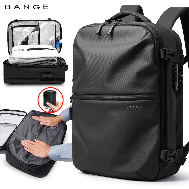 Mochilas de viaje para hombre, mochila para ordenador portátil de 15 pulgadas con compresión al vacío, mochila escolar de gran capacidad para negocios, mochila de senderismo ampliada