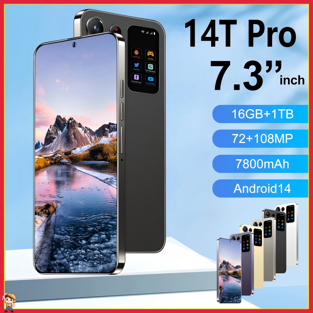 Novo 14t pro smartphone original 7.3hd 5g cartão sim duplo telefone celular android 15 72mp + 108mp 22g + 2tb 7800mah desbloqueado telefones celulares