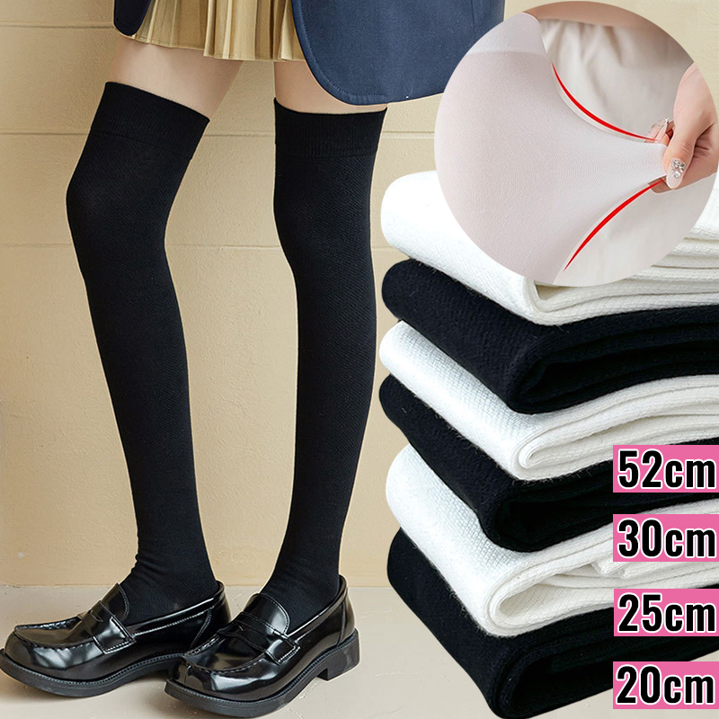 Japan Solid Color Black White Long Socks Stockings JK Style School Girls Thigh High Stockings Lolita Kawaii Cute Knee High Socks