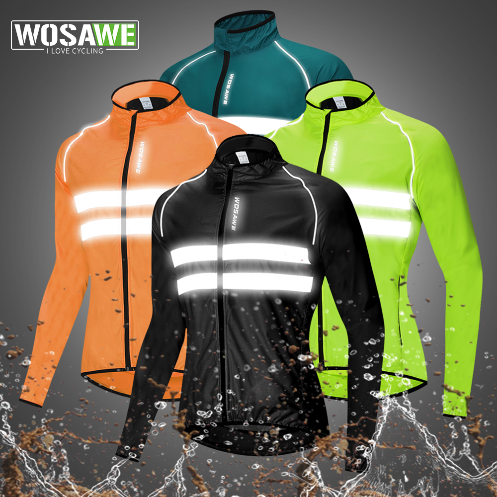 WOSAWE hommes cyclisme coupe-vent vtt vélo à manches longues manteau résistant à l'eau en plein air Sport Jersey vélo veste cyclisme vêtements