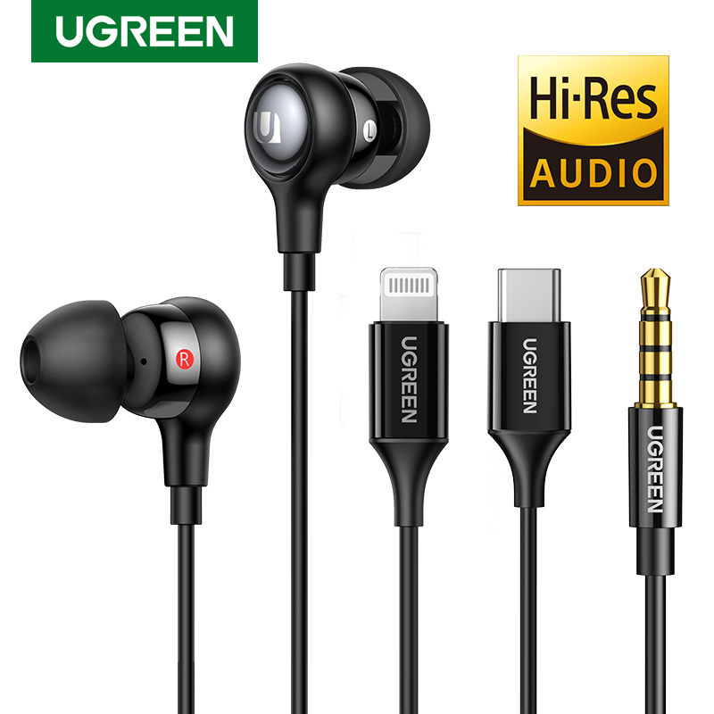 UGREEN Wired Kopfhörer Mit Mikrofon In Ohr 3,5mm Noise Cancelling USB Typ C Blitz Kopfhörer Für iPhone Xiaomi Kopfhörer
