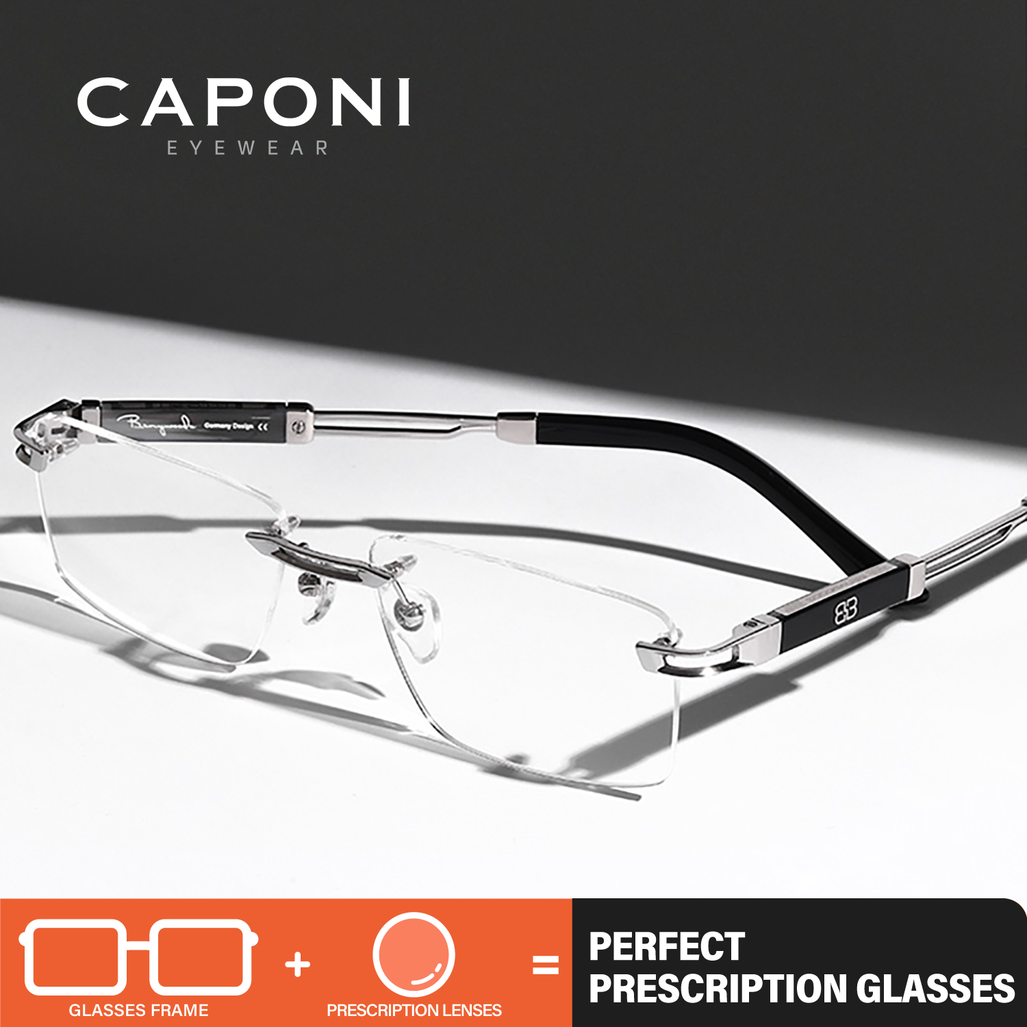 CAPONI Hot Recept Randloze Mannen Bril Progressieve Luxe Business Puur Titanium Bijziendheid Acetaat Brillen PJ23026