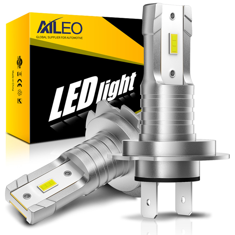 AILEO – ampoule de phare LED H7 pour voiture, 50000lm, H9 H8 9005 HB3 9006 HB4 H4 H11 3000K 6500K, Super brillante, sans ventilateur, Plug & Play