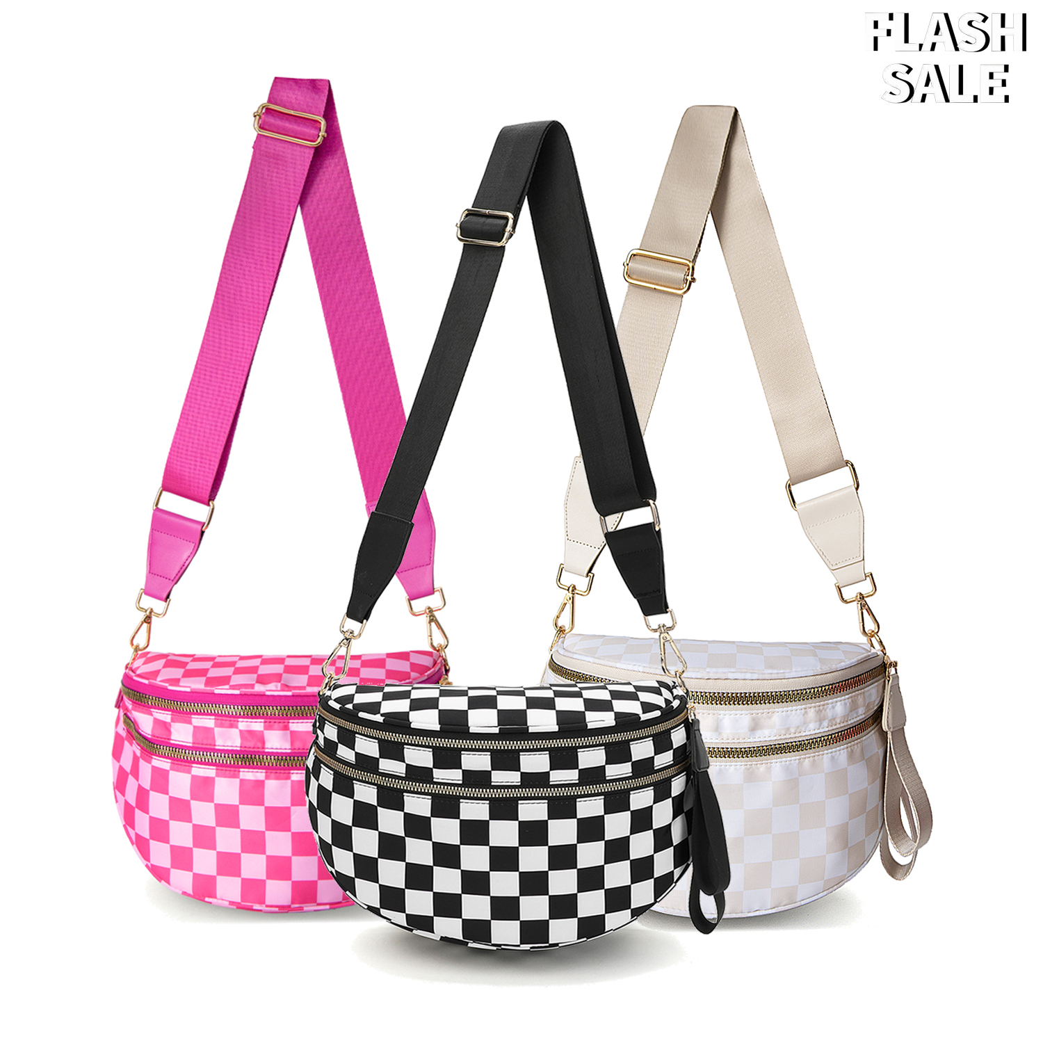 Doyogi preto e branco xadrez espaçoso saco crossbody sacos para mulheres náilon viagem essencial saco de fraldas para a mãe