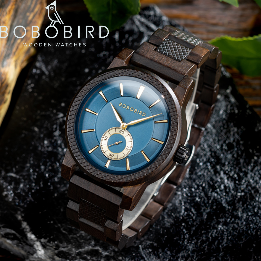 BOBOBIRD นาฬิกาไม้แฟชั่น Casual นาฬิกานาฬิกาข้อมือควอตซ์แกะสลักโลโก้ที่กําหนดเอง Man นาฬิกาที่ดีที่สุดของขวัญกล่องไม้