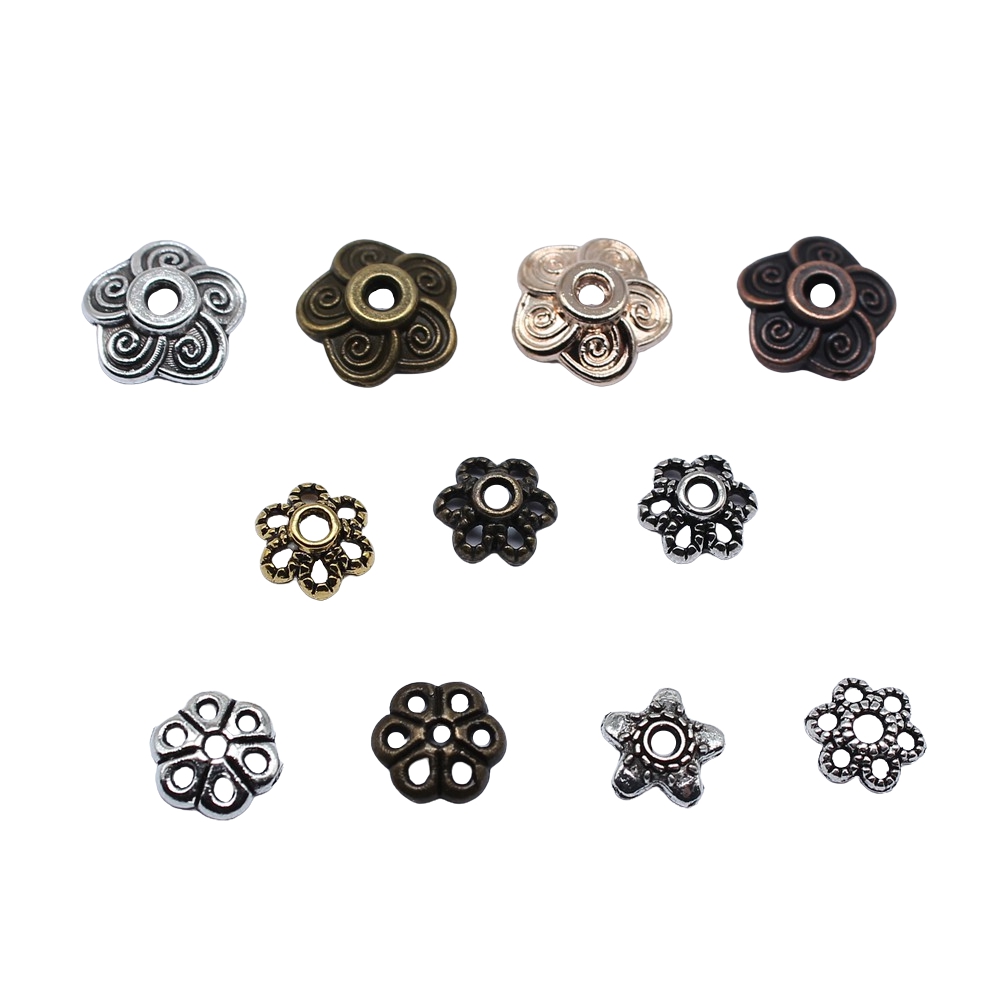 100 Uds. Tapas de cuentas de aleación con forma de flor Torus, accesorios de joyería, cuentas espaciadoras para hacer joyas, dijes, collares y pulseras
