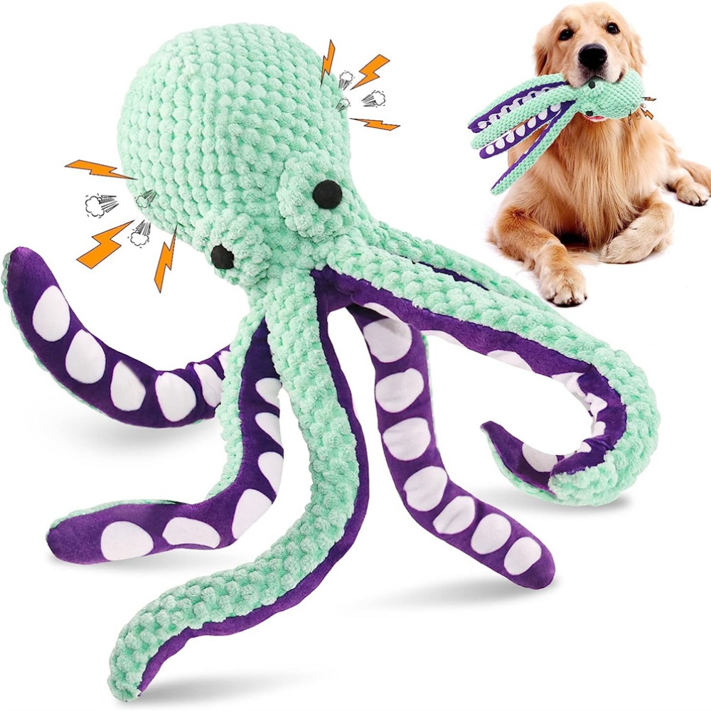Neues interaktives Oktopus-Kauspielzeug für Hunde – duftender Plüsch, bissfest, Zahnschleifen, Zahnreinigungsbegleiter