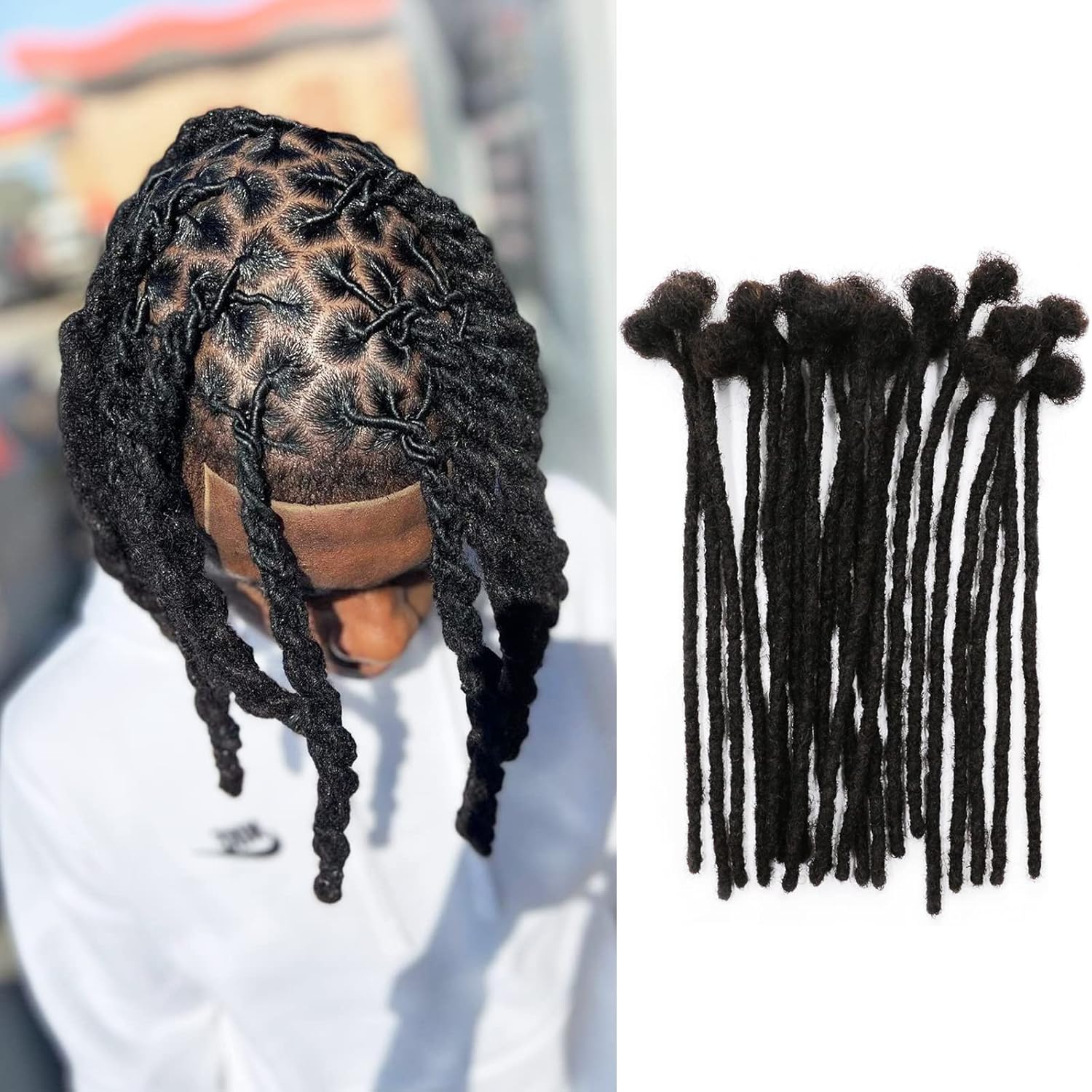 Extensions de dreadlocks synthétiques de 0,8 cm, 10 pouces, 10 mèches, entièrement faites à la main, locs permanentes, douces, noires naturelles, extensions de dreads.