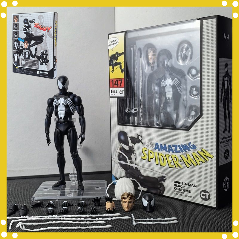 CT 1/12 De Amazing Spider-Man MAFEX 147 S.H.Figuarts Spider Man Venom symbiotische Zwart Pak Anime Actiefiguren 6 "Model speelgoed