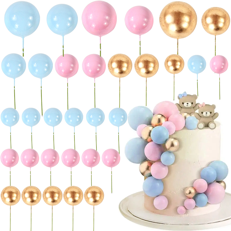 32 Stuks Bal Cake Topper Picks DIY Cupcake Insert Topper Kids Verjaardagsfeestje Jongen Meisje Geslacht Onthullen Decoratie Baby Douche bruiloft