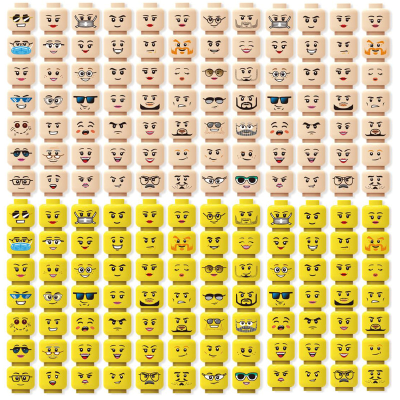 56 unids/lote figura cabeza caras creativo risa llorón Linda expresión Facial DIY ladrillos modelo de bloques de construcción juguetes para niños regalo para niños y niñas