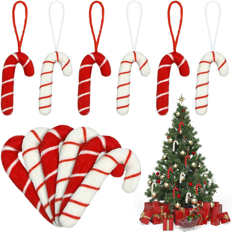 5 pçs natal feltro santa bastões bengala decoração de natal para casa diy enfeites de árvore de natal presentes navidad festa decoração