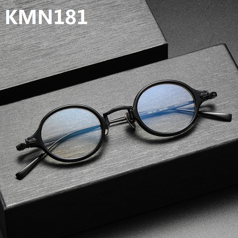 ญี่ปุ่น Handmade ออกแบบ KMN181 Retro รอบ Titanium กรอบแก้วผู้ชายผู้หญิงแว่นตาแว่นตาสีฟ้า Gafas