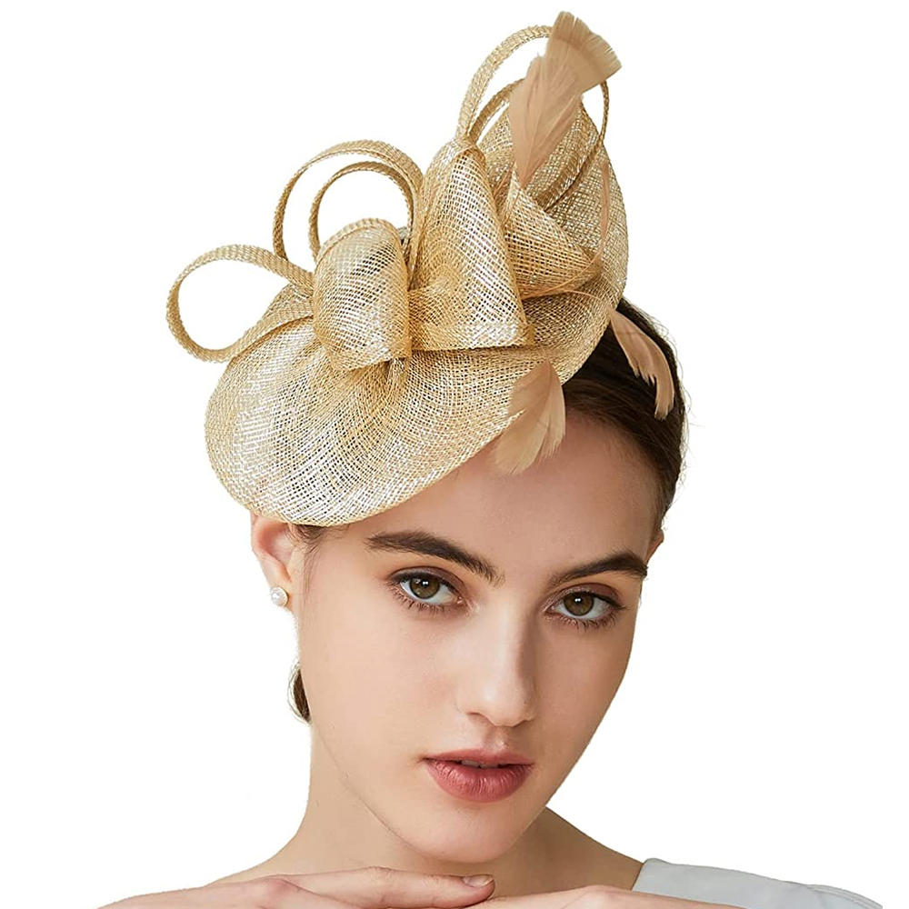 Mulheres Pillbox Fascinator Chapéu, Pena Kentucky Derby Sinamay, Headband, Festa do Chá, Coquetel