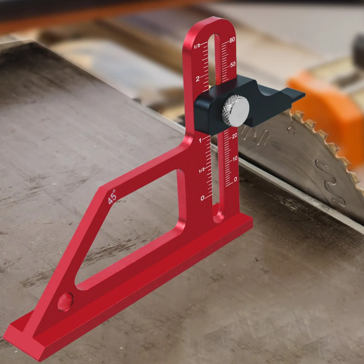 0-60mm Adjustable Woodworking Depth Height Gauge Aluminum Alloy, Metric & Inch Scale Table Saw Blade Router Bit Measuring Tool