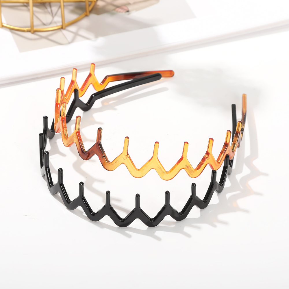 Curved Wavy Headband Black Toothed Non-slip Hair Hoops Hair Band Women Wash Face Hair Accessories Korean Bezel Head Hoops Band
