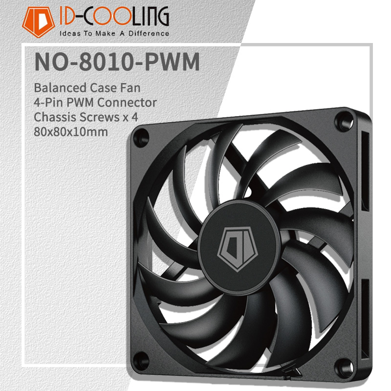 ID-COOLING NO-8010-PWM Ventilador para PC de 80MM 800-3000RPM Ventilador de resfriamento com controle de temperatura inteligente