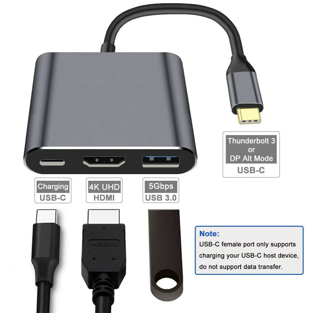 Hub USB-C 3 en 1: tipo-c 3 en 1 PD100W+HDMI(4K/30Hz)+USB3.0