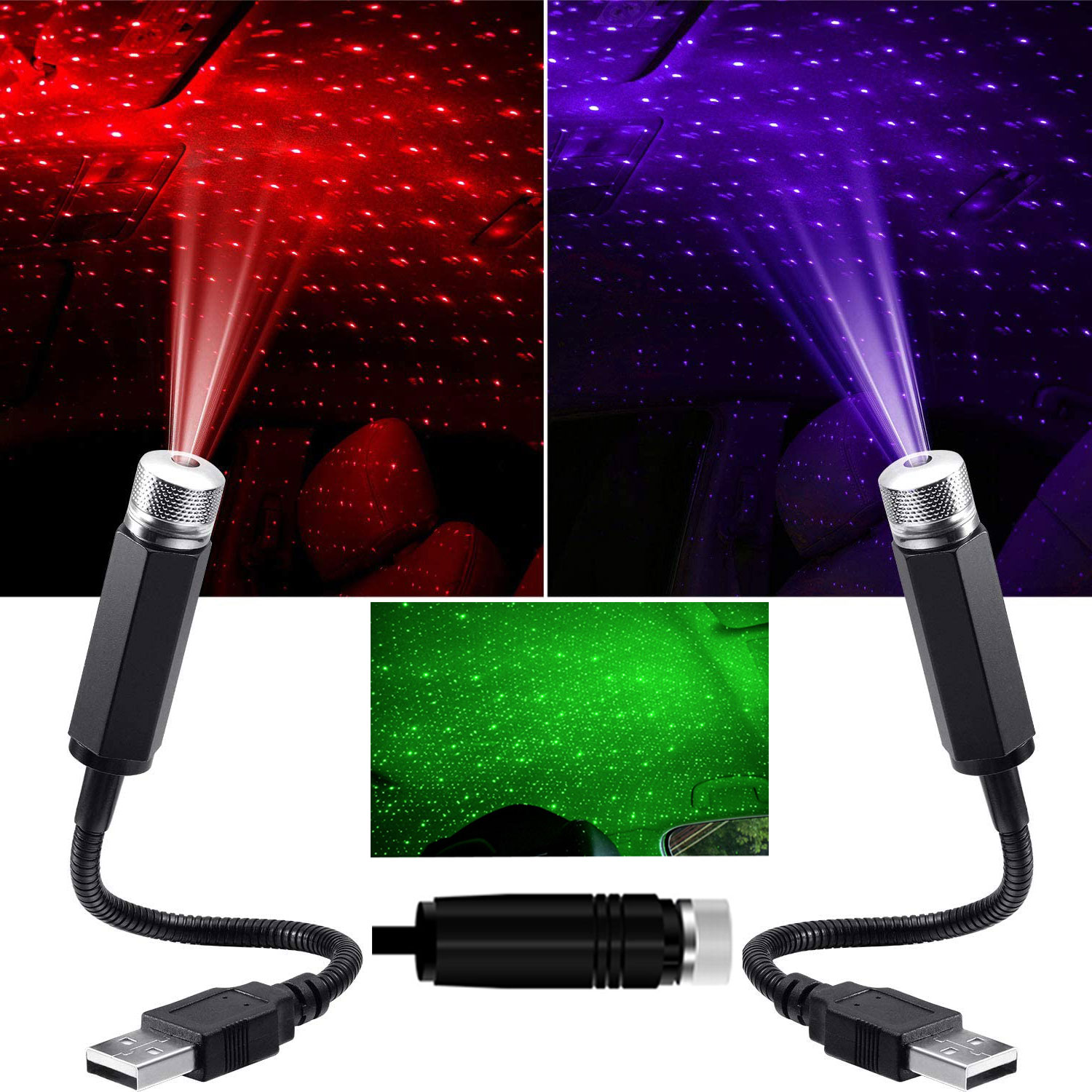 Lampa projekcyjna USB Star Lampy dekoracyjne LED USB Regulowane wnętrze samochodu weselnego Dekoracje sufitowe Projektor gwiazd na dachu Lampka nocna