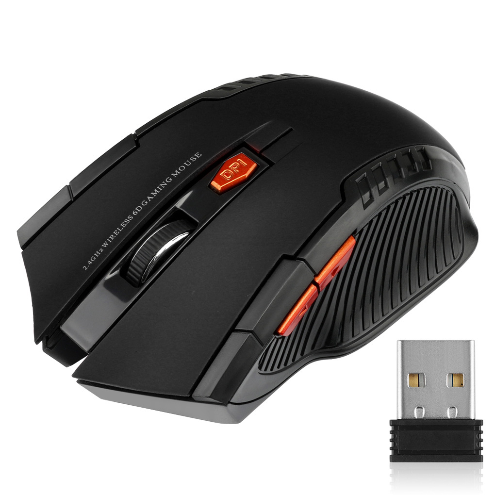 Ratón inalámbrico de 2,4G, receptor USB, 6 botones, ratones inalámbricos ópticos profesionales, ratones USB de desplazamiento derecho para ordenador portátil y PC