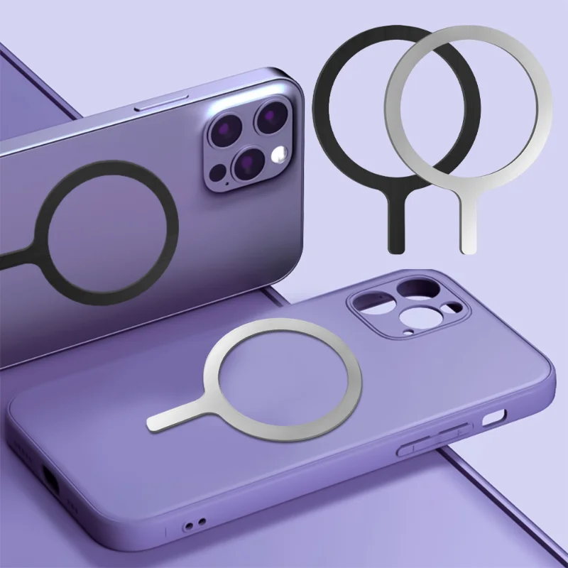 Selbstklebender Metallring, Eisenblech-Aufkleber für Handyhülle, Magsafe, magnetischer kabelloser Ladering für Telefon 15