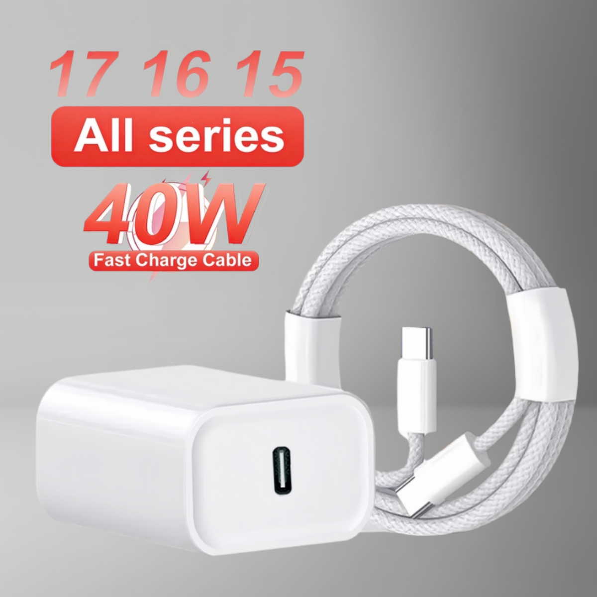 PD 40W oplader USB-C snellaadkabel voor iPhone 17 16 15 Pro Max Air Mini Type-C datakabel snelle telefoonlader stroomadapter