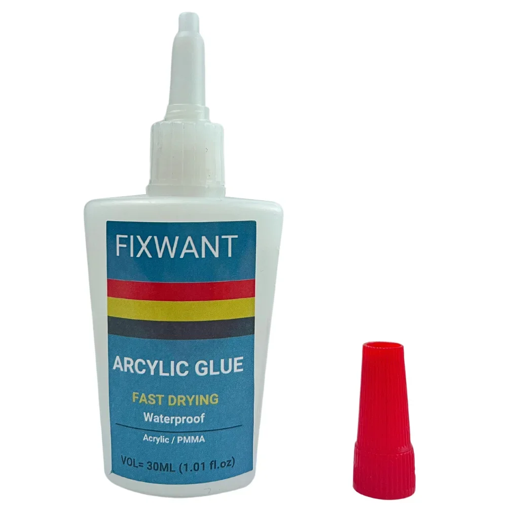 30 ml FIXWANT Acrylkleber, transparent, stark, sofort für PMMA-Kleber, ABS, Plexiglas, PVC, Kunststoff, PP, PC, wasserdicht, schnell trocknend