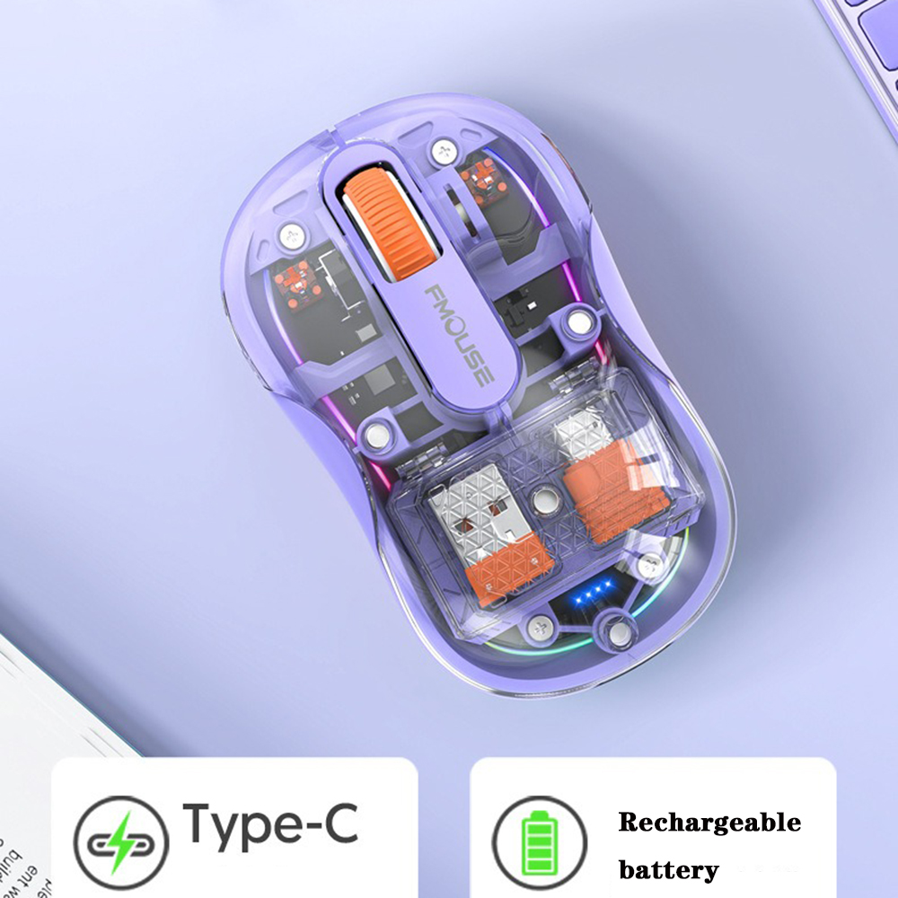 Souris sans fil rechargeable Bluetooth, trois modes, transparente, lumineuse, ergonomique, silencieuse, magnétique, pour ordinateur portable de bureau