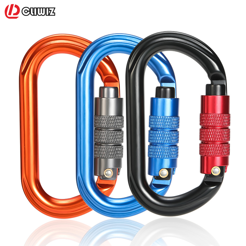 CLIWIZ Merk 25KN Auto Veiligheidsslot Outdoor Professionele Klimmen Karabijnhaak O Vorm Luchtvaart Aluminium Haken