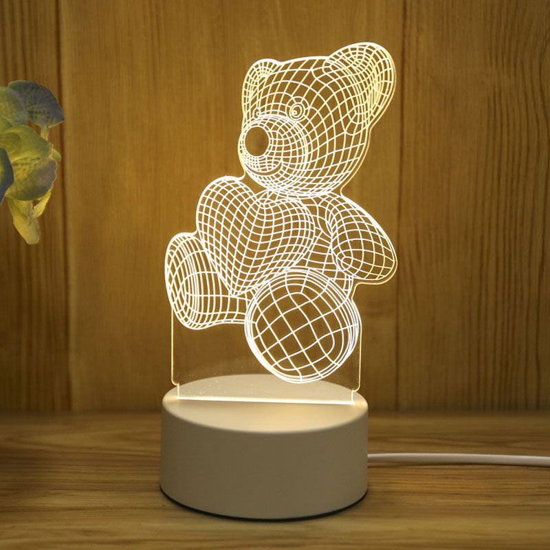 3D Creatieve Beer Lamp Acryl USB LED Nachtverlichting Lamp Kerst Kerstversiering voor Thuis Slaapkamer Verjaardag Decor Huwelijksgeschenken
