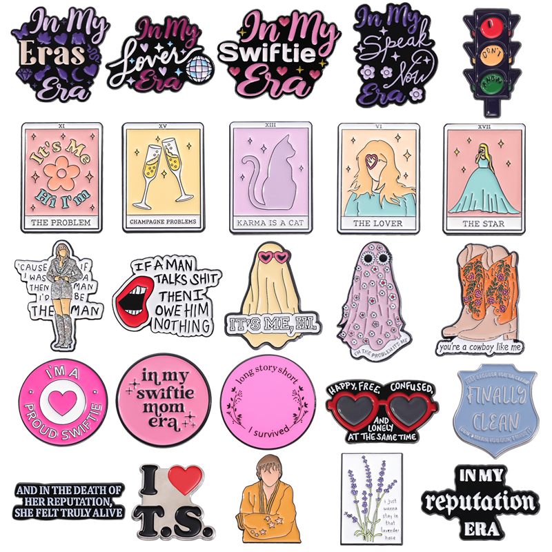 Female Pop Singer Enamel Pins Cute Cartoon Songs Album Lyric Brooches Lapel Badge Backpack Clothes Accessories Gift for Friends