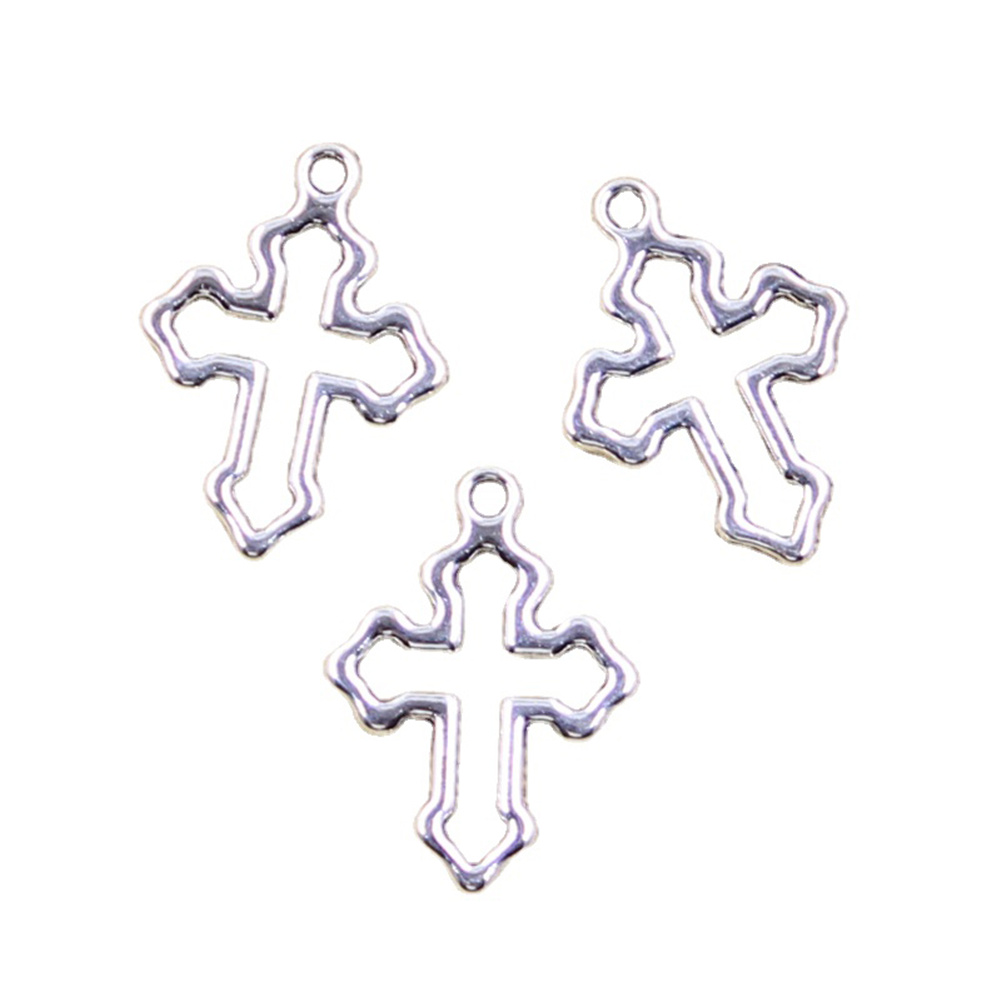 30 Uds. De dijes de Cruz hueca de 21x15mm, colgantes de Color plata antigua, fabricación DIY, joyería tibetana hecha a mano